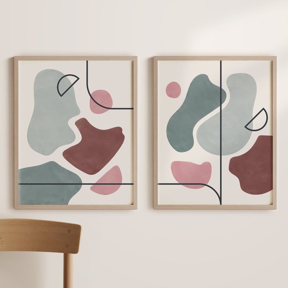 Colorful Abstract Art Abstract Set of 2 Prints Colorful Etsy