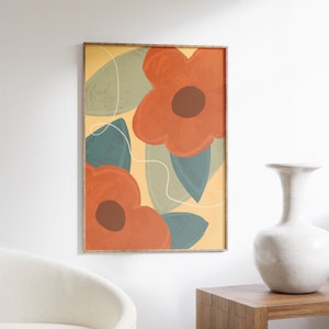 Floral Art Print: Retro Mid Century Modern Wall Decor (Downloadable)