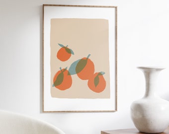 Bunte Küche Kunstdruck, Orangen Wandkunst, Esszimmer Dekor, moderne Küchenkunst, Küche Poster Druck, herunterladbare Kunst