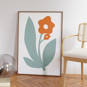 Colorful Art Print, Minimalist Flower Art, Contemporary Wall Art, Abstract Art, Minimalist Illustration, Downloadable Art, Mid Century Art