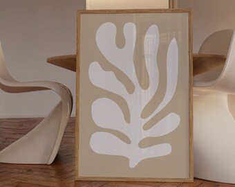 Neutral Abstract Floral Art Print: Beige Minimalist Wall Decor (Digital Download)