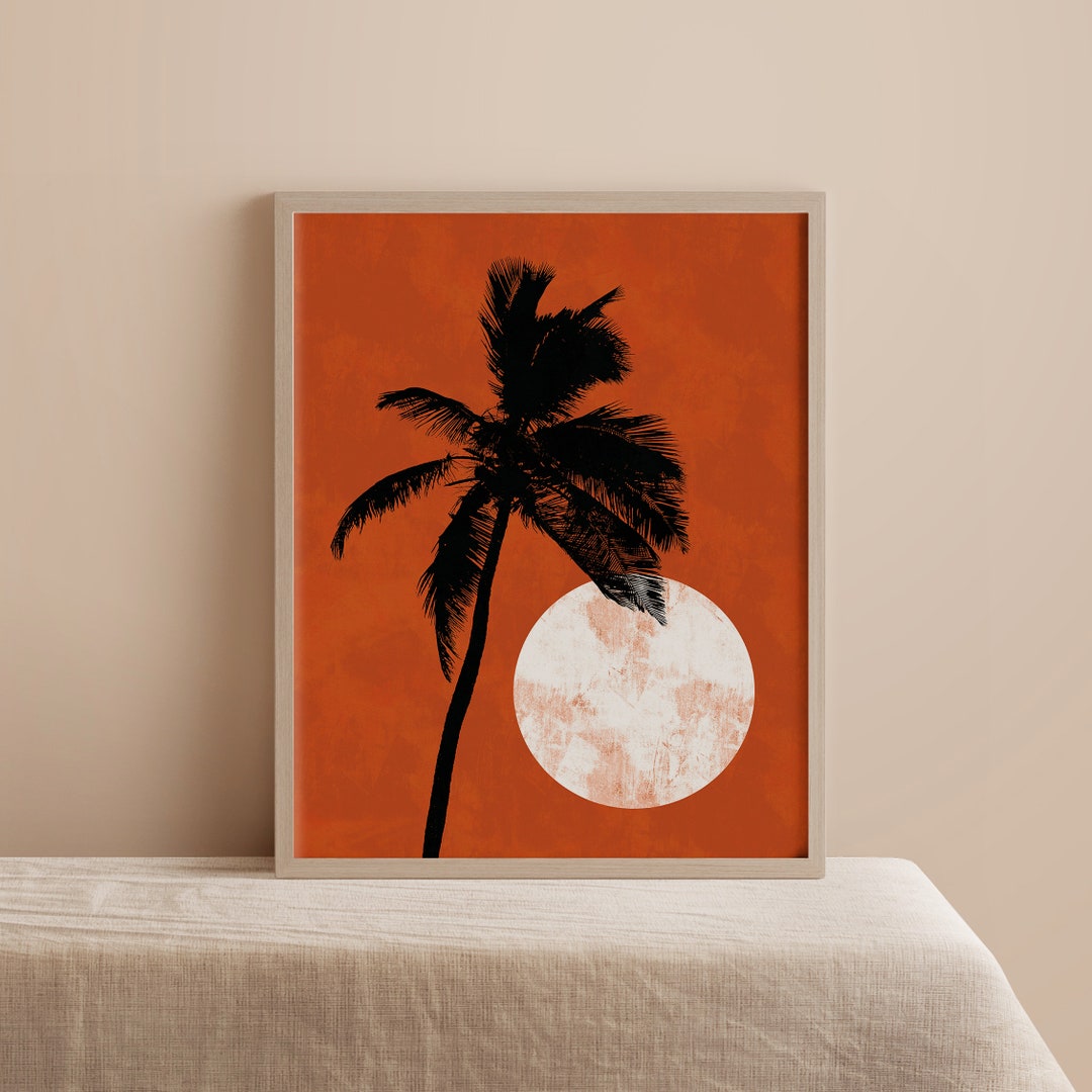 Palme Print, Tropisches Wanddekor, Sonnenuntergang Print, Palme zum ...