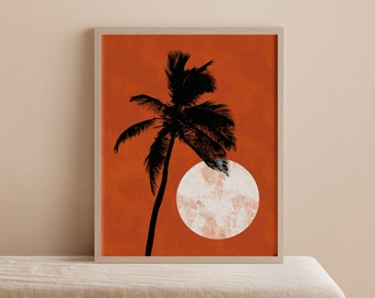 Palm Tree Print, Tropical Wall Decor, Sunset Print, Palm Printable, Wall Art Print, Boho Wall art, Palm Trees Poster, Digital Download