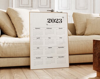 2023 Calendar, Printable Wall Calendar, Yearly Calendar