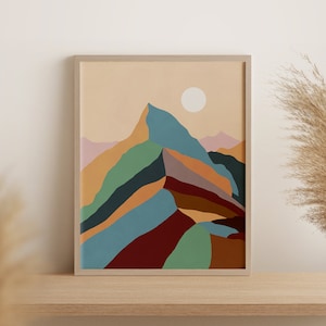 Mountain Wall Art, Colorful Art Print, Rainbow Mountain, Peru Mountain, Landscape Art Print, Downloadable Art Prints