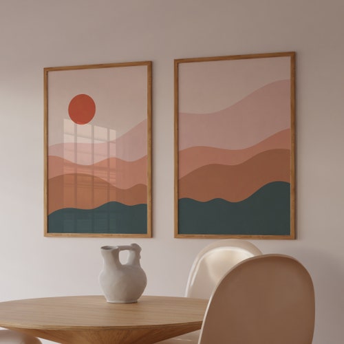 Landscape Wall Art Set Landscape Painting Set of 2 Prints Etsy