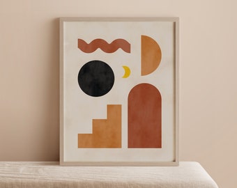 Geometric Shapes Wall Art, Minimal Art Print, Printable Modern Wall Art, Abstract Art Digital Download, Abstract Geometric Shapes Art