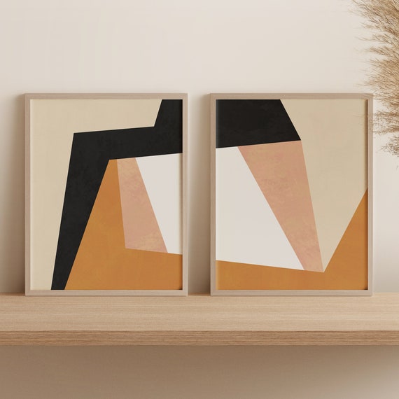 Geometric Wall Art Set of 2 Printable Wall Art Geometric | Etsy