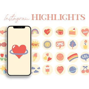 Urocze okładki wyróżnień na Instagramie, kolorowe ikony okładek historii, 40 odważnych wyróżnień na Instagramie, zabawne ikony mediów społecznościowych, ikona Instagrama