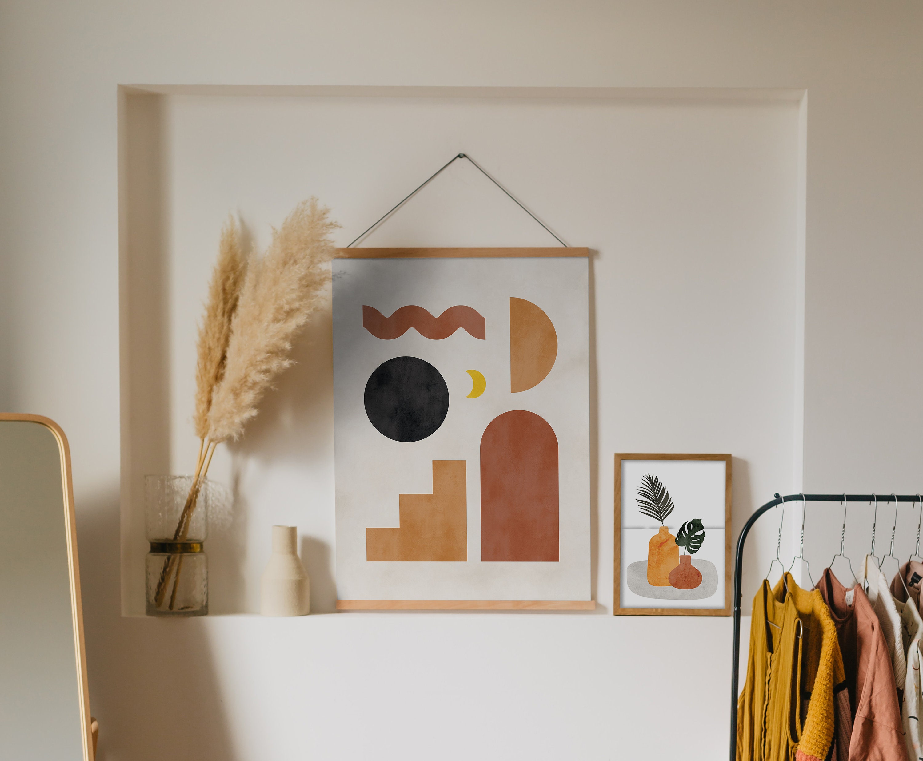 Geometrische vormen muurkunst minimale kunstdruk afdrukbare | Etsy