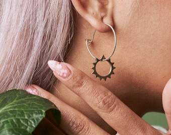 Solar Charm Small Hoop Earrings