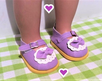 18 Inch Doll Strap Shoes - Lavender and White with a Strap - Fits 18 Inch Doll - Doll Shoe, Accessory, Clothes - Mary Janes