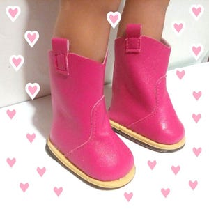 18 Inch Doll Boots Shoes -Hot Pink Faux Leather - Fits American Girl Doll AG