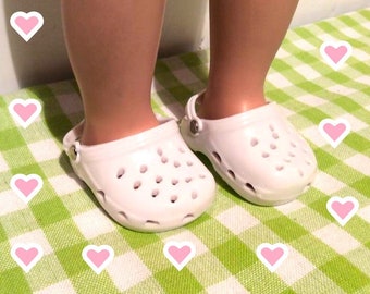 18 inch Doll Shoes - Little White Plastic Clogs Sandals - Fits 18 inch Girl Doll - Doll Accessories