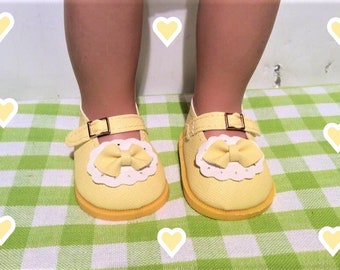 18 Inch Doll Strap Shoes - Mello Yellow and White with a Strap - Fits 18 Inch Doll - Doll Shoe, Accessory, Clothes - Mary Janes