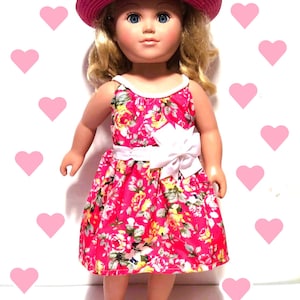 18 Inch Doll Dress: Pink Floral Outfit with Bow