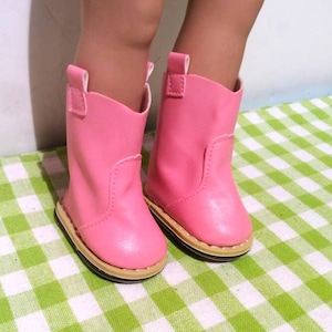 18 Inch Doll Boots Shoes - Light Pink Faux Leather - Fits American Girl Doll