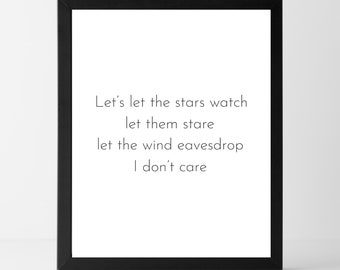 COMPRAR 2 OBTENER 1 GRATIS Let's Let the Stars Watch, Eavesdrop Song Lyrics Civil Wars, Impresión descargable, Impresión digital, 16x20, 11x14, 8x10
