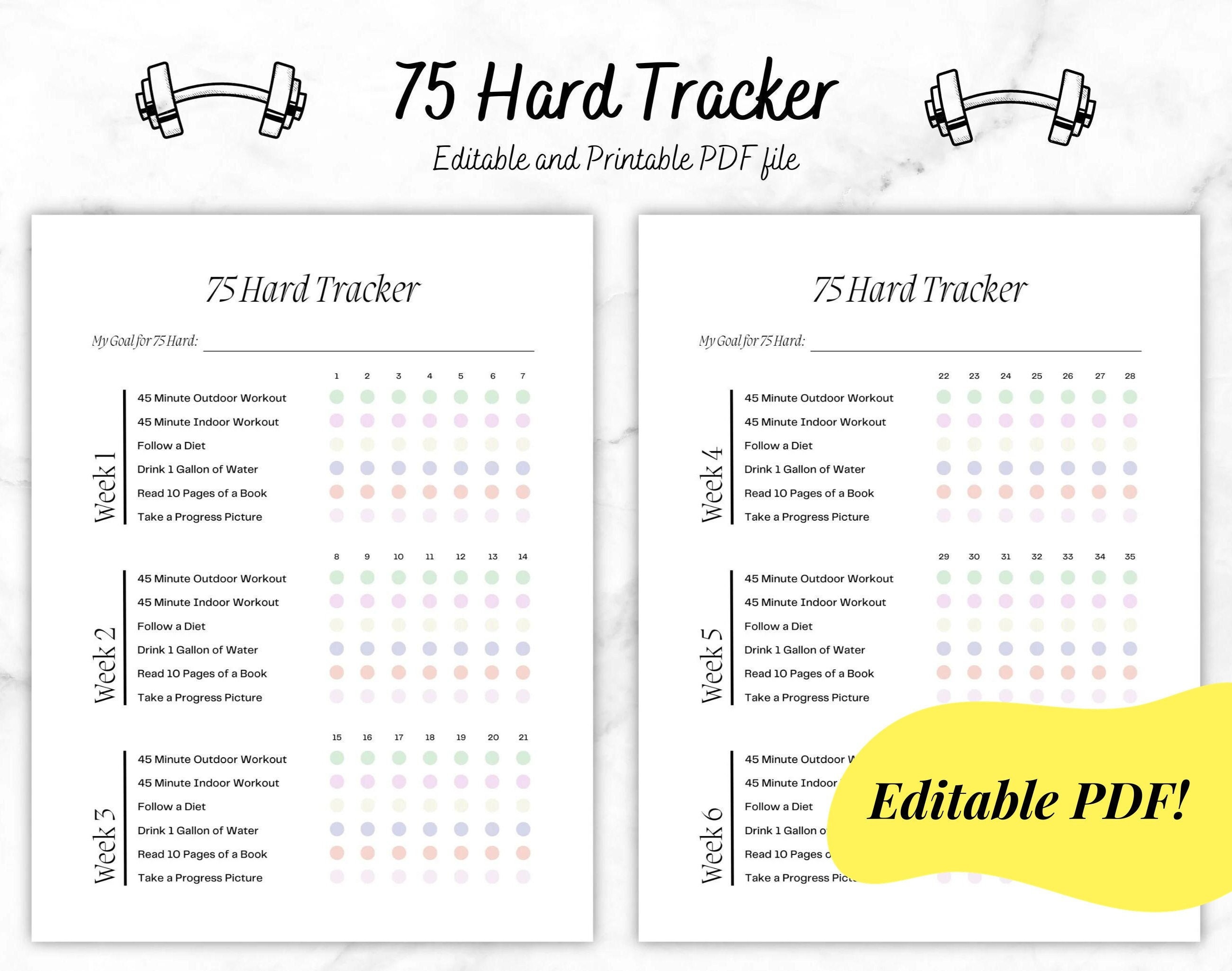 75 Hard Tracker Editable Digital PDF Download, 75 Hard Tracker Goodnote 75 Hard Tracker Editable Digital PDF Download, 75 Hard Tracker Goodnote