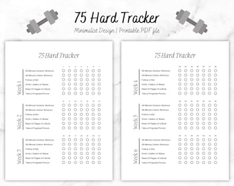 Minimalistische 75 Hard Challenge Tracker Afdrukbare digitale PDF-download, 75 Hard Tracker Goodnote, 75 Hard Template, 75 Hard, Fitness Journal