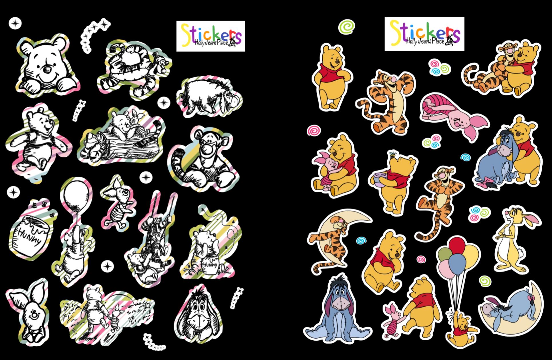 Pooh Sticker Design Cute Winnie the Pooh Vinyl Sticker/ Decals Set of 29pc. Pooh Bear ...