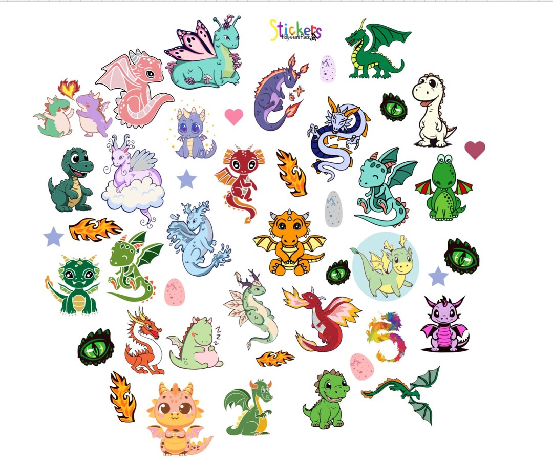 Dragon Sticker Roll Vinyl Dragon Stickers/decals - Etsy