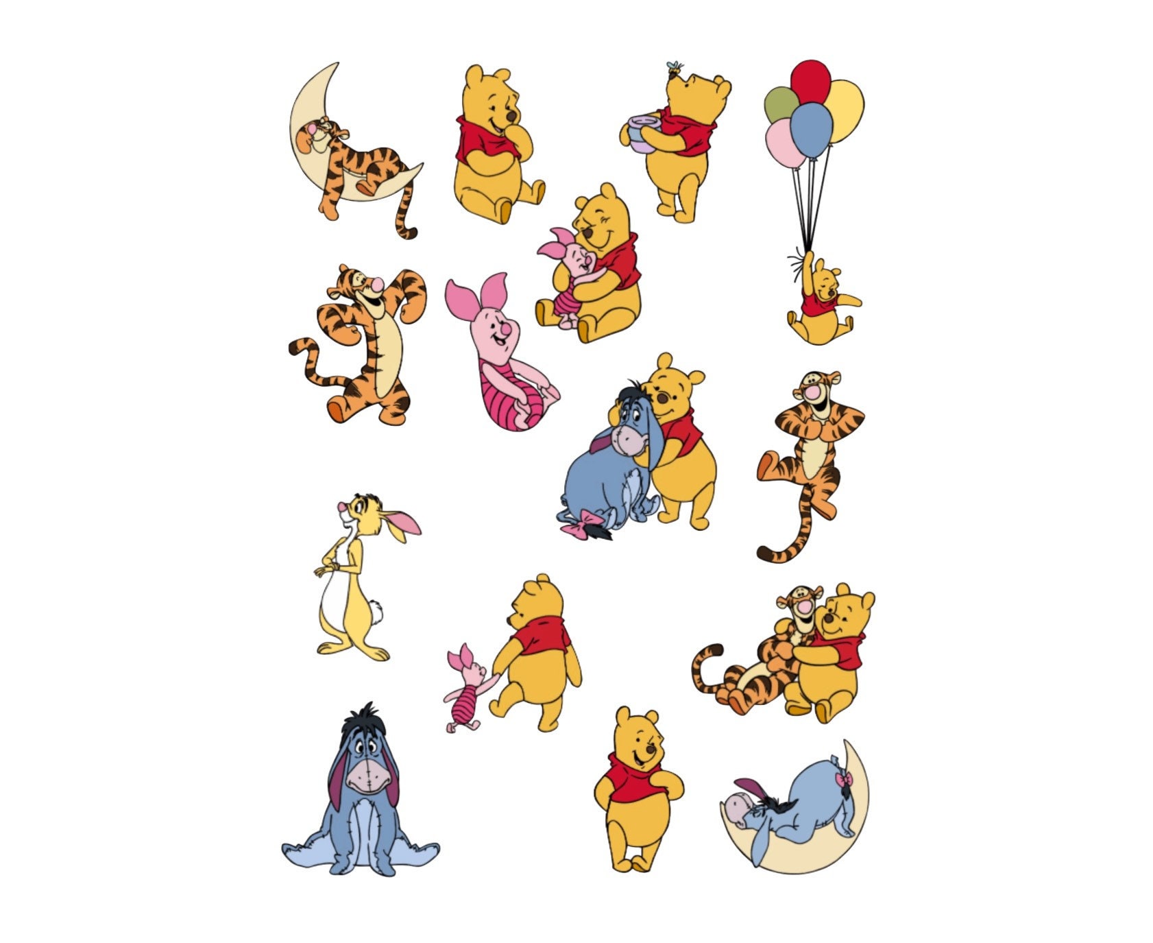 Pooh Sticker Design Cute Winnie the Pooh Vinyl Sticker/ Decals Set of 29pc. Pooh Bear ...