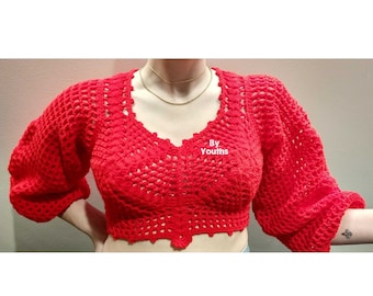 Crochet Tie back top pattern, The Adeline top, size xs - 4xl, Easy DIY project, Racer back top