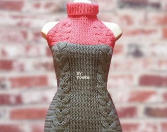 Patrón PDF de crochet, vestido Virgin Killer, XS - 5 XL, patrón de vestido, mini vestido de crochet, vestido sin espalda de crochet, moda asequible