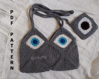 Detailed Crochet pattern PDF with pictures- Eye see no evil bag, plus free bonus wallet pattern!
