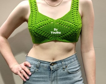 Patrón de bralette de crochet Hana, patrón de top corto para tallas XS-4XL (PDF)