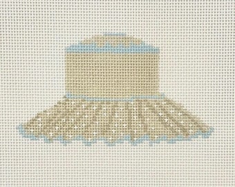 Lorna Murray Hat Needlepoint Canvas – Mini Hand-Painted Summer Sun Hat Design, 13 Mesh or 18 Mesh- CUSTOM