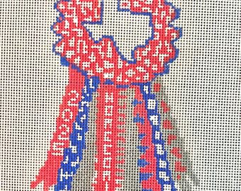 Texas Homecoming Mum Needlepoint Canvas | Hand-Painted 18 Mesh DIY Ornament | Customizable