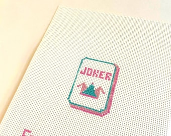 Mahjong Needlepoint Joker Mini Needlepoint Canvas | 13 and 18Mesh Bag Charm Canvas | Mahjong Gift