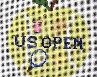 US Open Needlepoint Canvas: NYC Apple, Tennis Racket & Honey Deuce