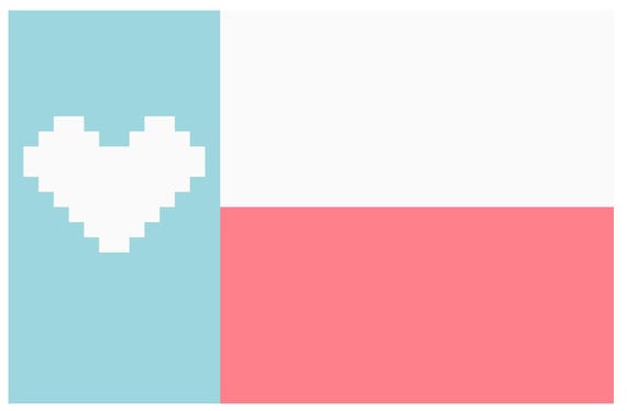 Texas Flag Needlepoint Canvas: Patriotic Heart Design