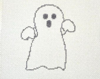 Zombie Ghost Needlepoint Canvas: Hand-Painted Halloween Stitch Design