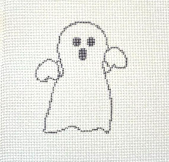 Zombie Ghost Needlepoint Canvas: Hand-Painted Halloween Stitch Design