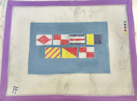 FU (F*** Y***) Nautical Flags Needlepoint Canvas -- Hand-painted on 18 mesh