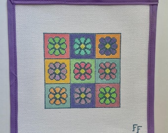 Flower Needlepoint Canvas -  Hand-Painted on 18 Mesh