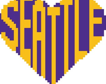Seattle Heart Needlepoint Canvas | Hand-Painted 13 mesh