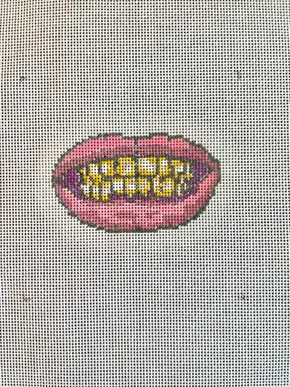Grillz Needlepoint Canvas | Houston Texas Rap Culture Grill Coaster | 4x4” Hand-Painted 18 Mesh