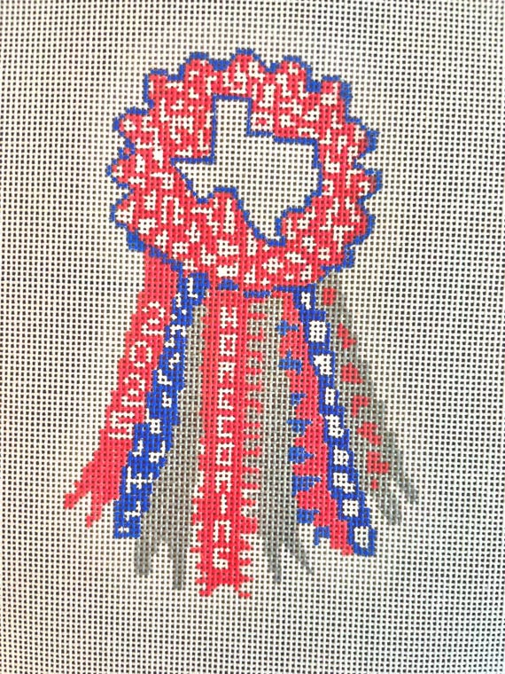 Texas Homecoming Mum Needlepoint Canvas | Hand-Painted 18 Mesh DIY Ornament | Customizable
