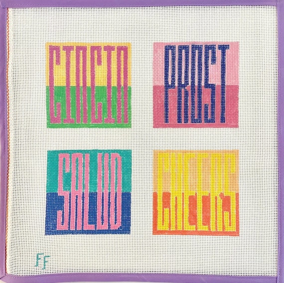 Needlepoint Coaster Canvases: Cheers Around The World