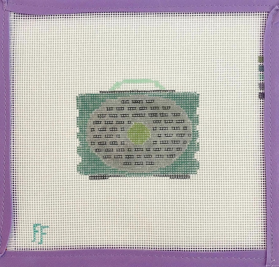 Turtlebox Music Speaker Needlepoint Canvas -- Hand-painted on 18 mesh canvas