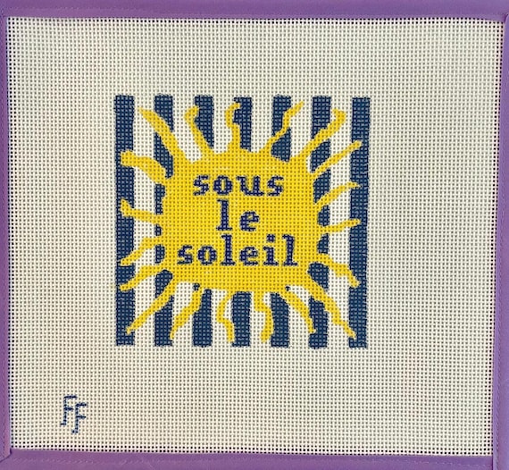 Sous Le Soleil Sun Needlepoint Canvas -- Hand-painted on 13 mesh