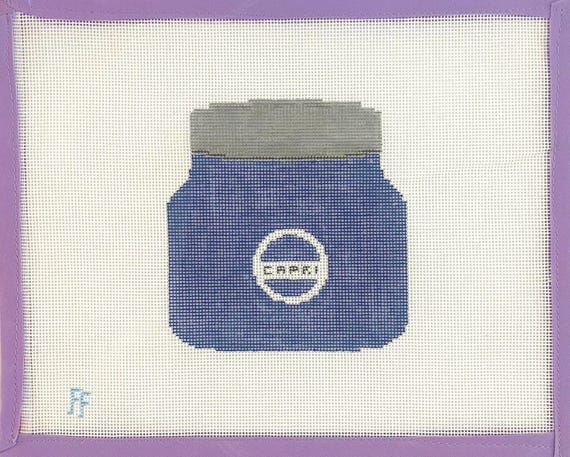 Capri Blue Volcano Candle Needlepoint Canvas -- Hand-painted on 18 mesh