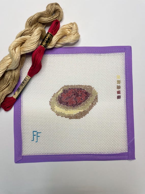 Fruit Kolache Needlepoint Canvas | Hand-Painted 13 Mesh | Texas-Inspired Mini Canvas