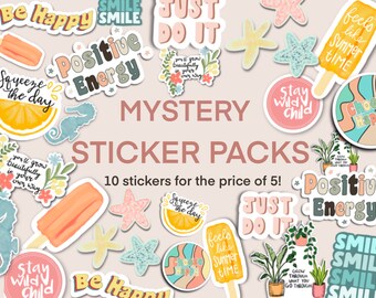 Mystery Sticker Bags, Grab bags, Random stickers, Sticker packs, laptop sticker, water bottle stickers, random sticker packs, glossy sticker
