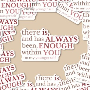 Aan mijn jongere zelf Quote Sticker | 3"x 3"| Duurzame weerbestendige stickers | esthetische stickers | laptop, waterfles stickers